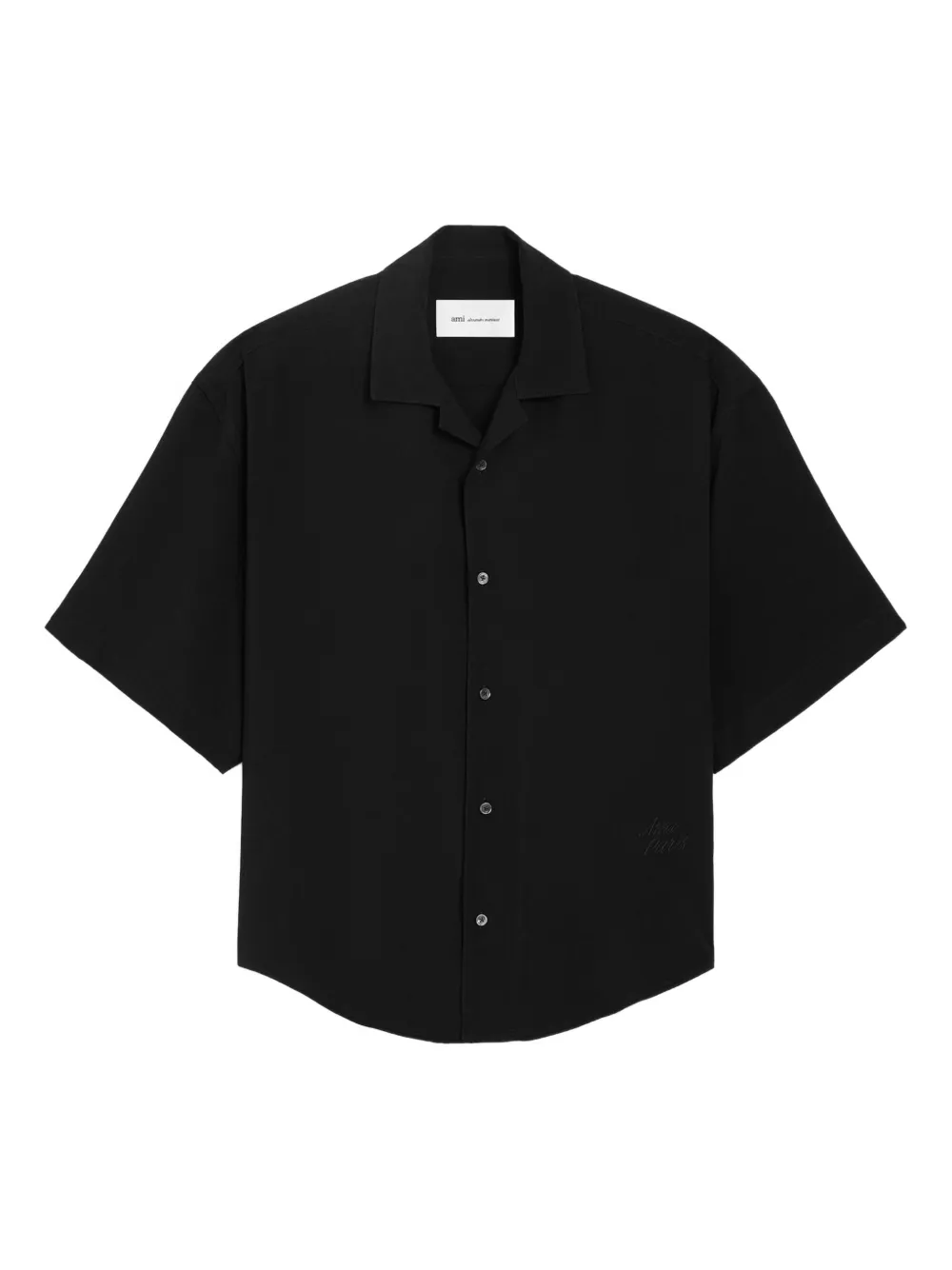 Camasa AMI Paris Short-Sleeve Embroidered negru