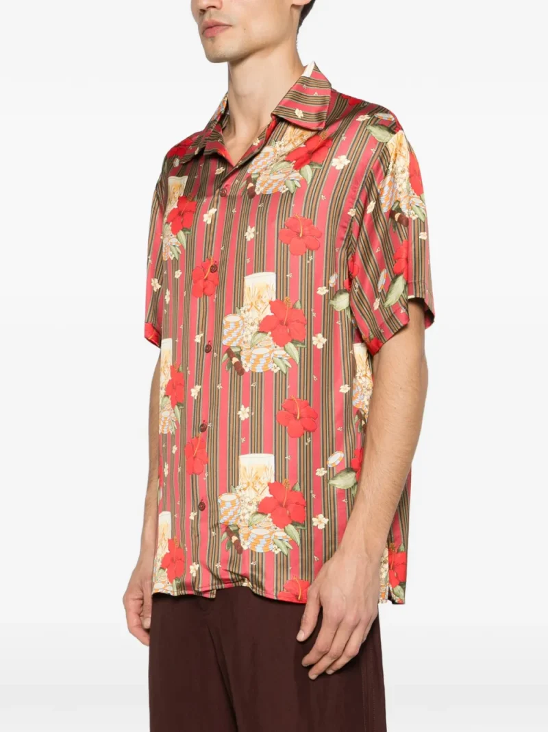 Alternative view of Camasa Drole De Monsieur Hibiscus Club Striped roz