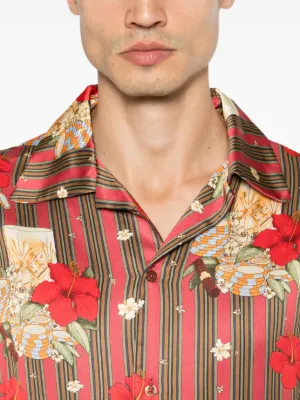 Camasa Drole De Monsieur Hibiscus Club Striped roz - imagine 4