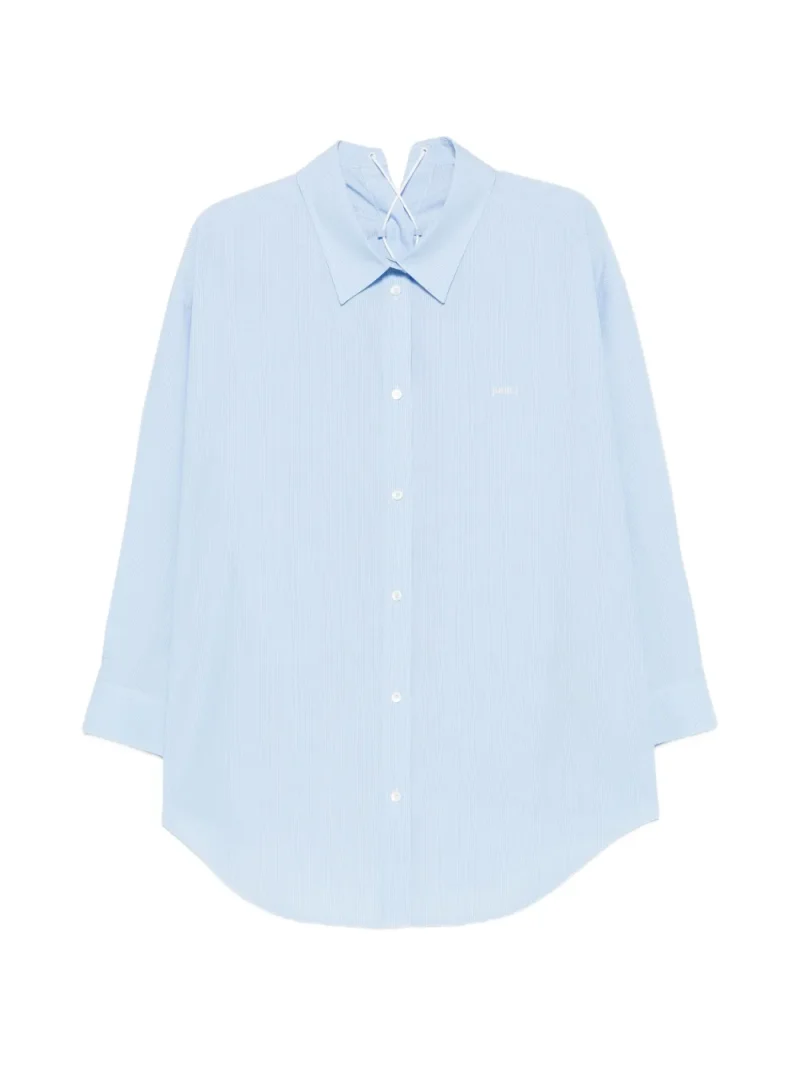 Camasa Juun.J Lace-Up Pinstripe albastru