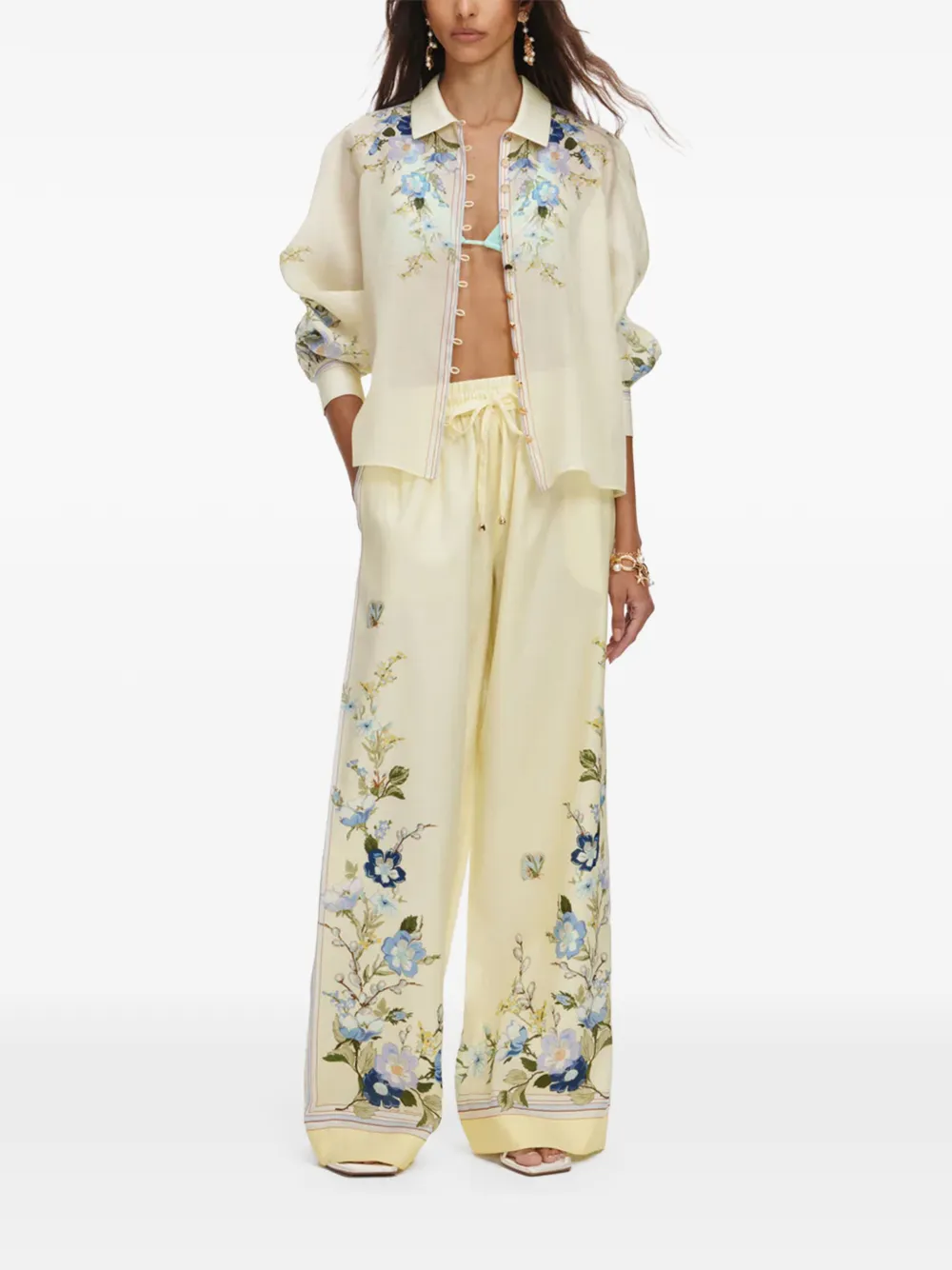 Camasa Self-Portrait Floral-Print galben - imagine 4