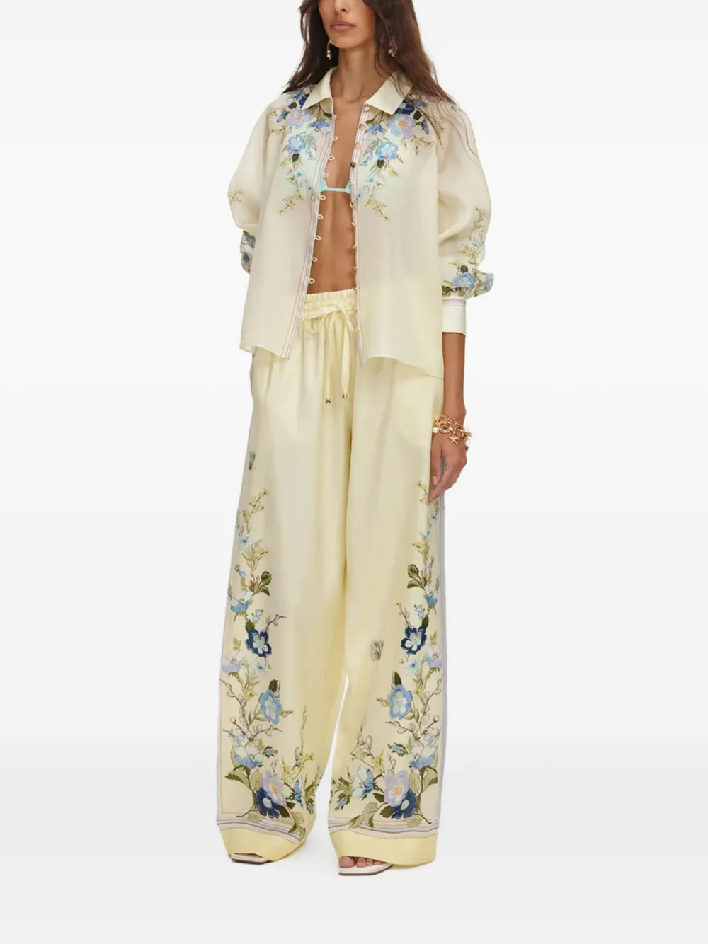 Camasa Self-Portrait Floral-Print galben - imagine 2