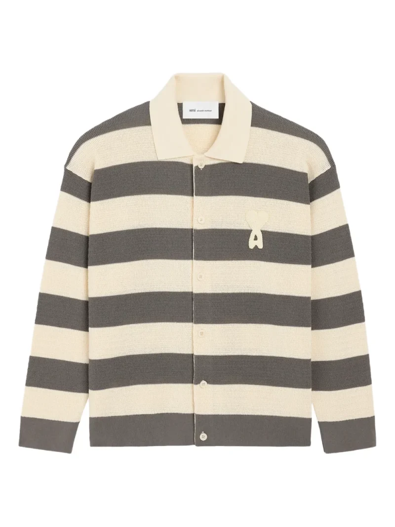 Cardigan AMI Paris Ami De Coeur Heart Patch gri