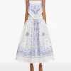 Fusta maxi Self-Portrait Paisley-Embroidered alb