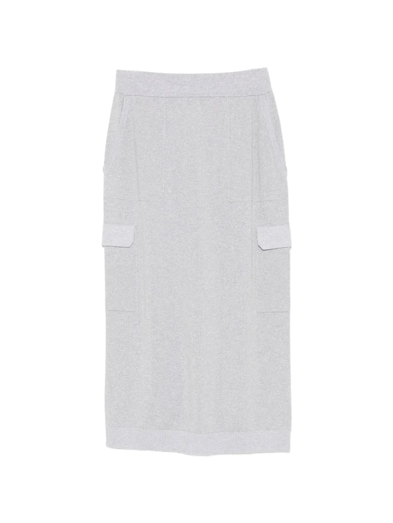 Fusta midi Peserico Metallic-Effect Cargo-Pocket gri