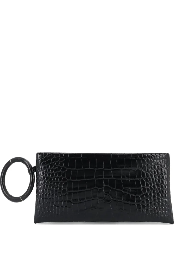 Geanta TOM FORD Crocodile-Effect Ring-Handle Clutch negru