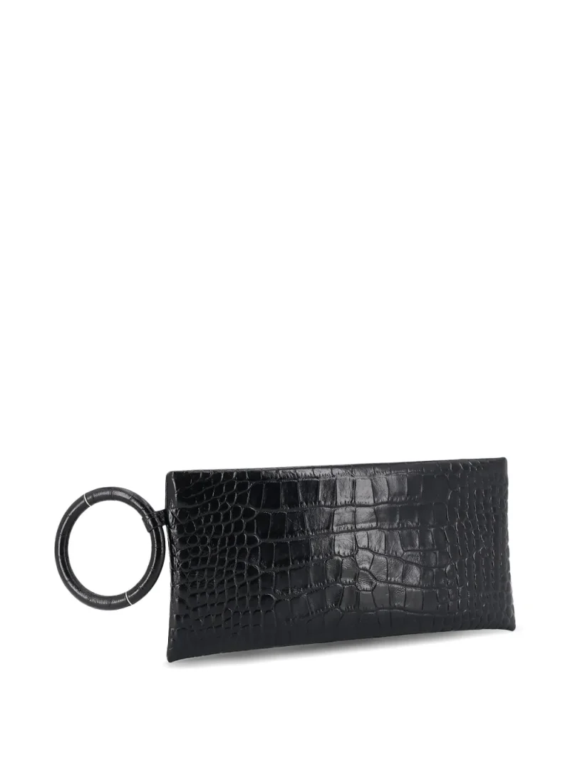 Alternative view of Geanta TOM FORD Crocodile-Effect Ring-Handle Clutch negru