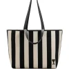 Geanta tote AMI Paris Large Ami De Coeur Striped bej