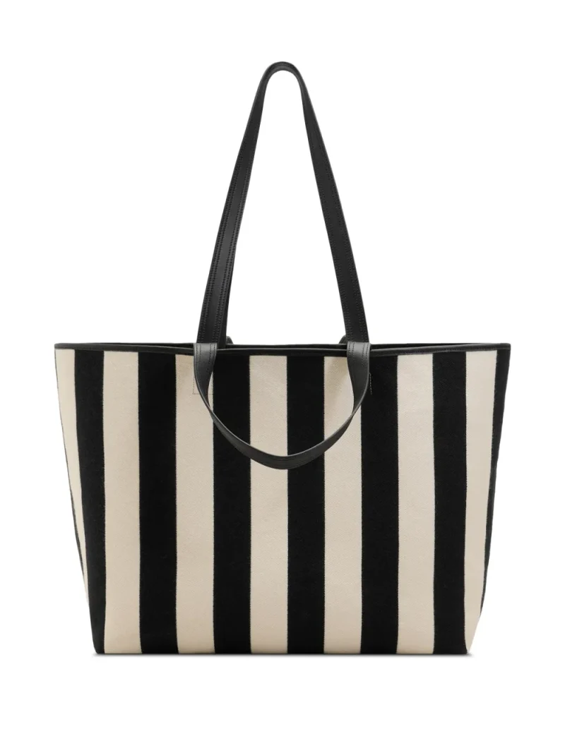 Alternative view of Geanta tote AMI Paris Large Ami De Coeur Striped bej