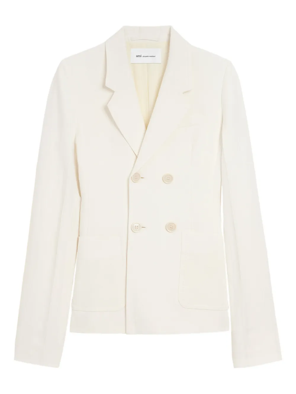 Jacheta AMI Paris Double Breasted Patch alb