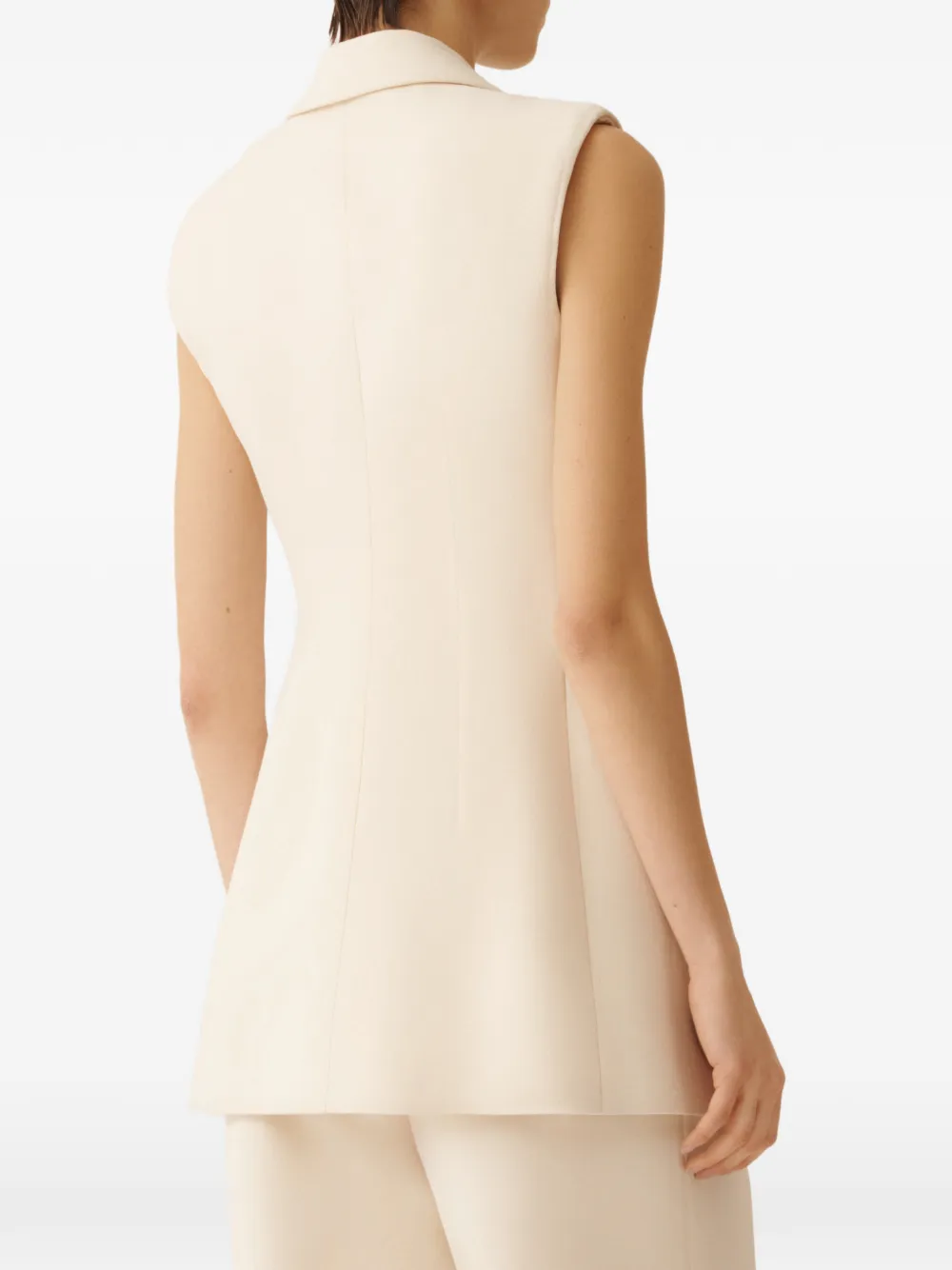 Jacheta Fabiana Filippi Double-Breasted Sleeveless bej - imagine 2