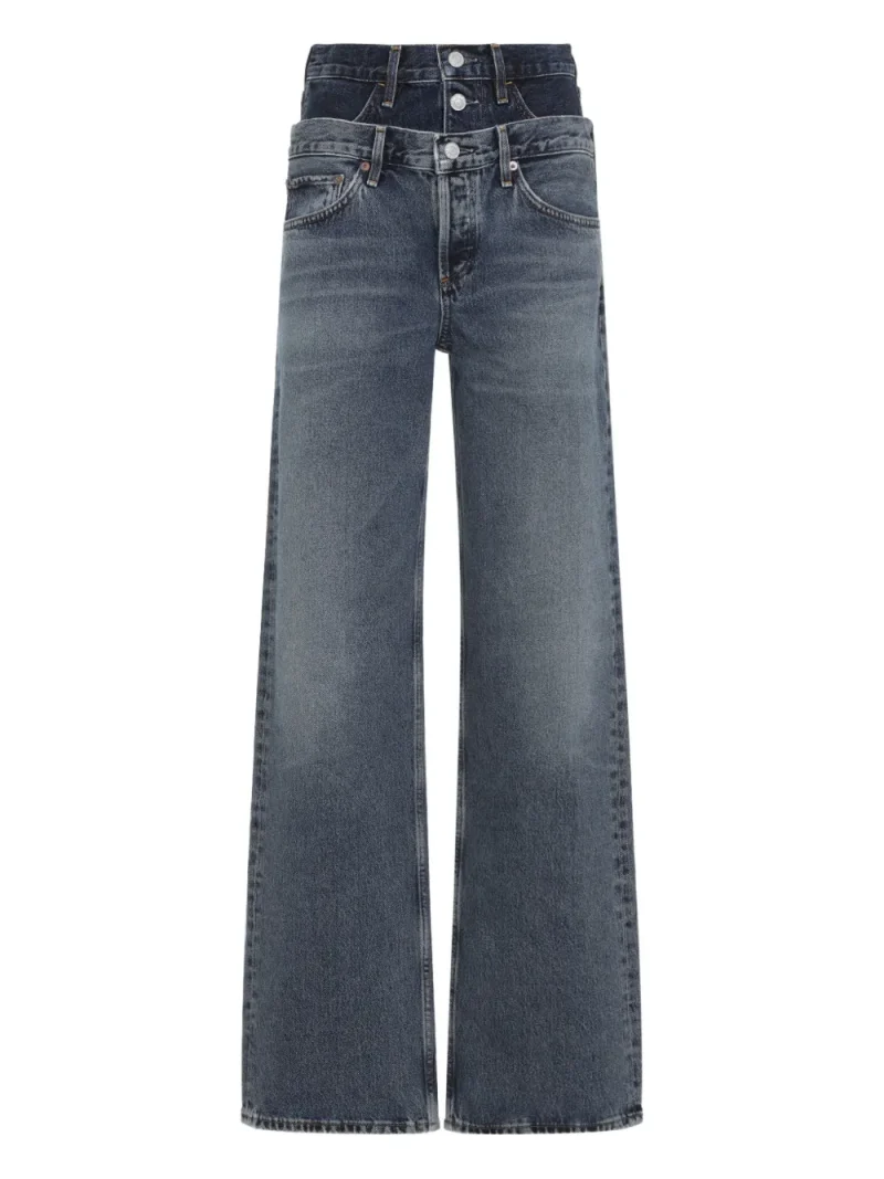 Jeans AGOLDE Elson Double-Waistband albastru