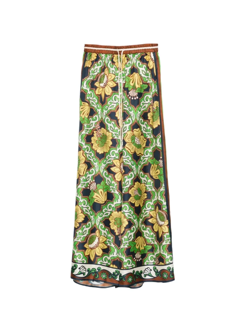 Pantaloni ALEMAIS Liana Floral Palazzo verde
