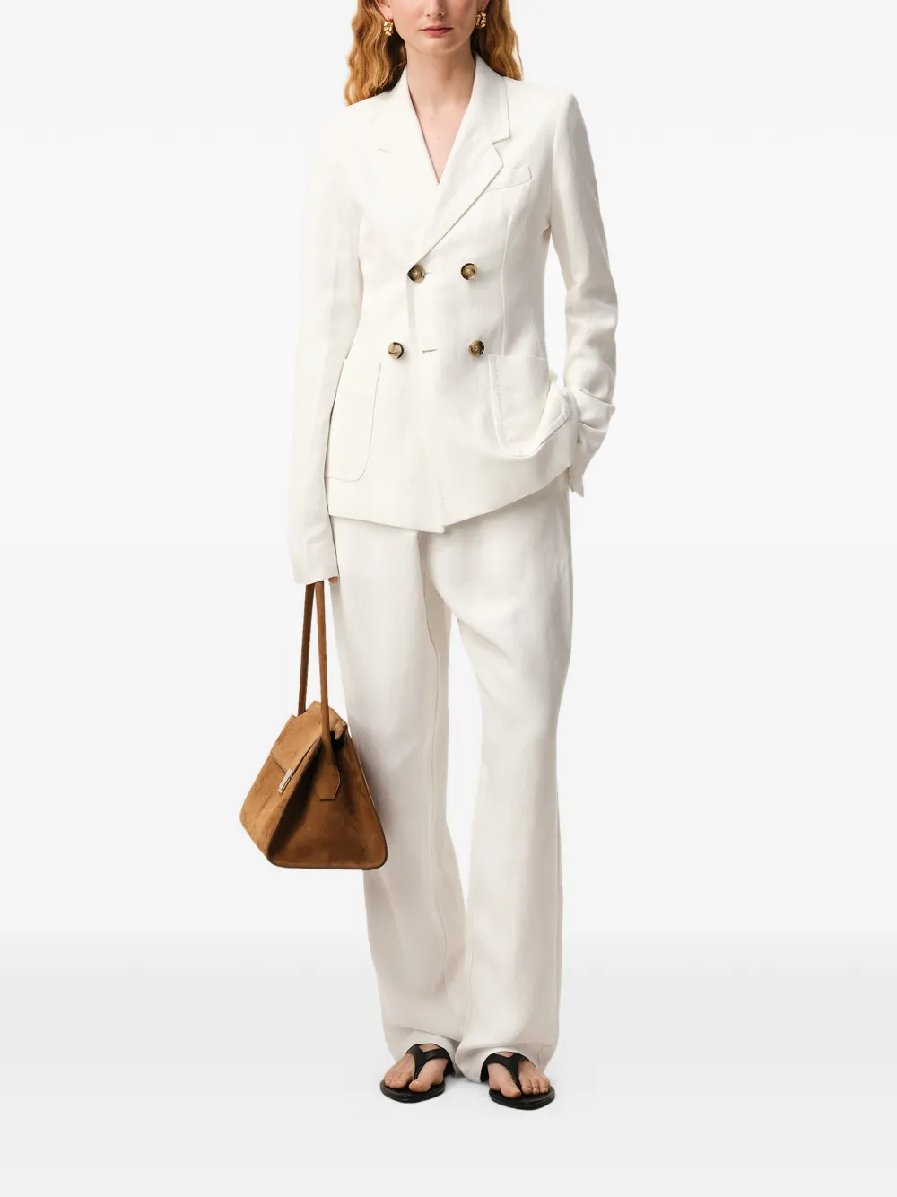 Pantaloni AMI Paris Elasticated Waist alb - imagine 3