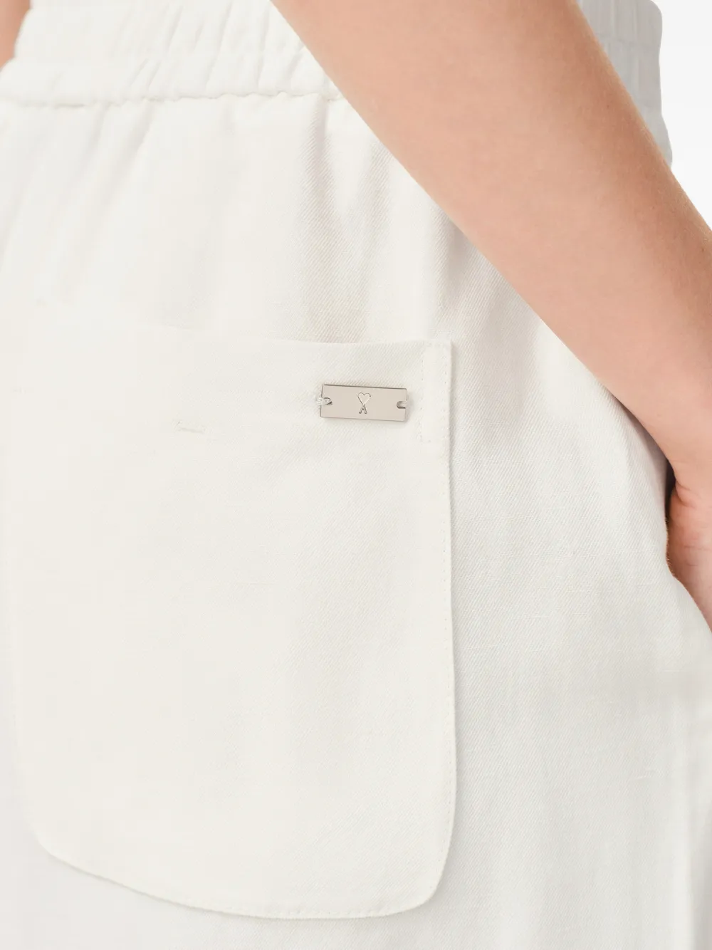 Pantaloni AMI Paris Elasticated Waist alb - imagine 5