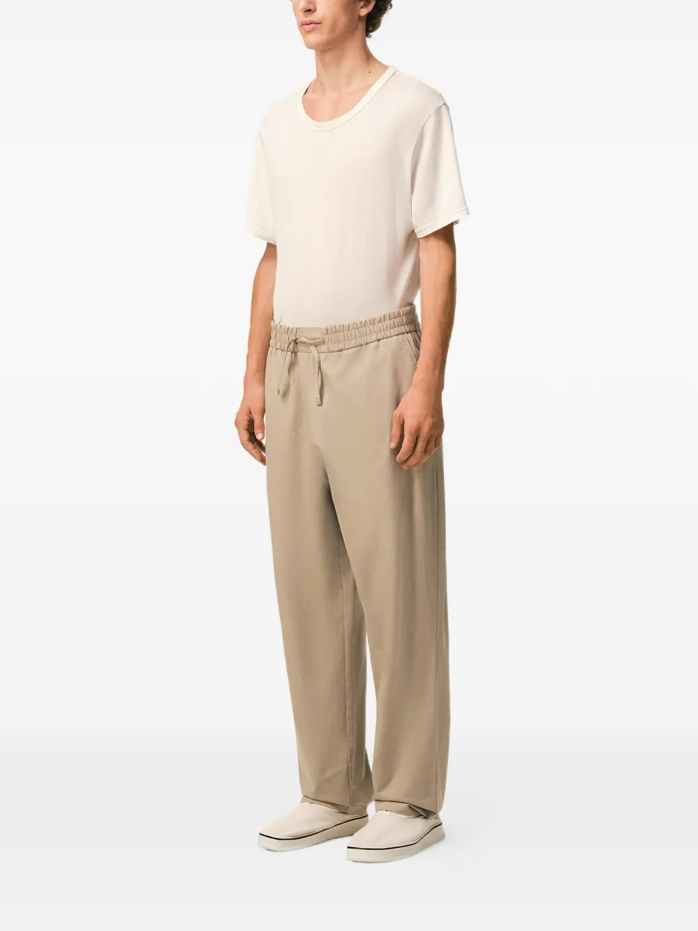 Pantaloni AMI Paris Elasticated-Waist bej - imagine 4