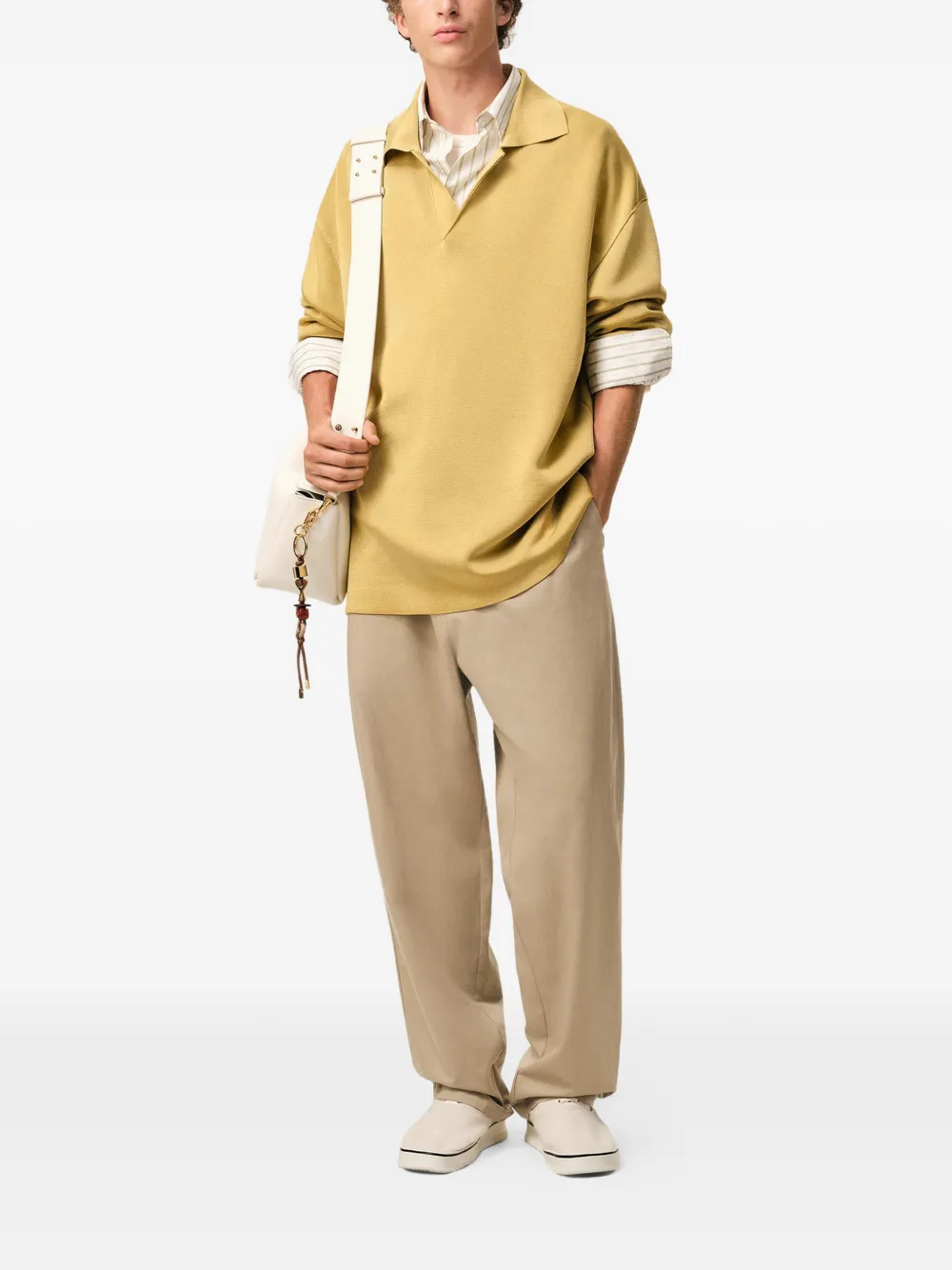 Pantaloni AMI Paris Elasticated-Waist bej - imagine 2