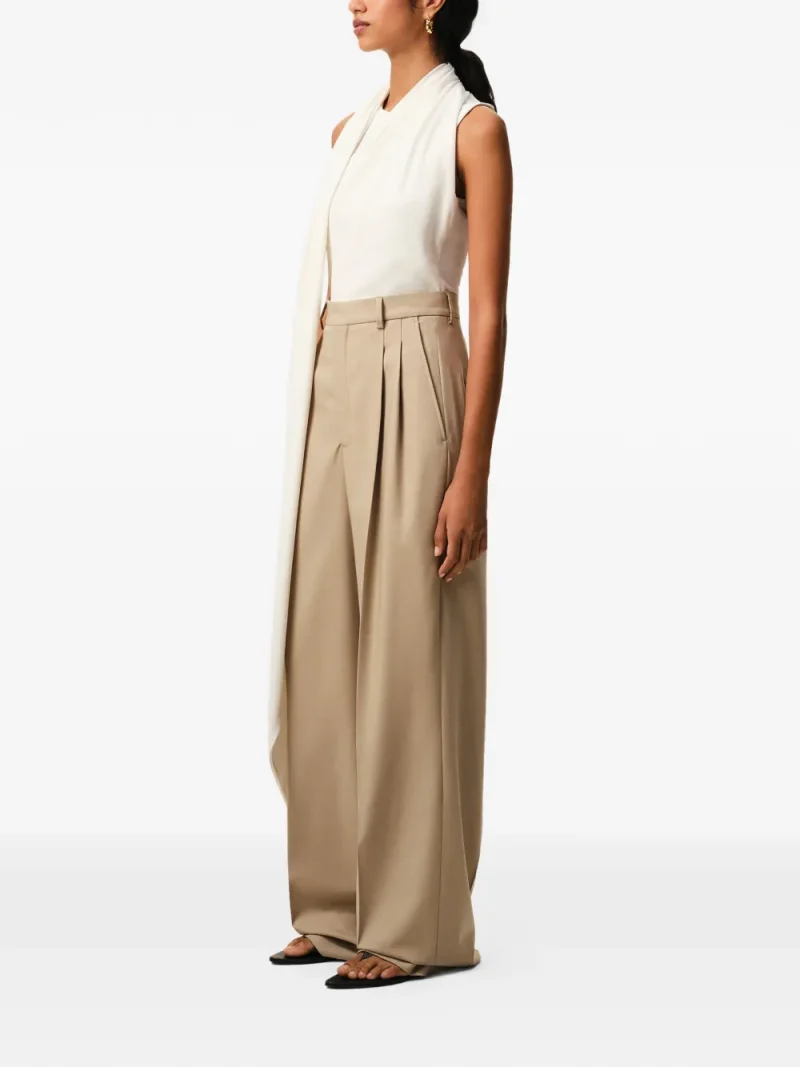 Alternative view of Pantaloni AMI Paris High-Waisted Pleated bej
