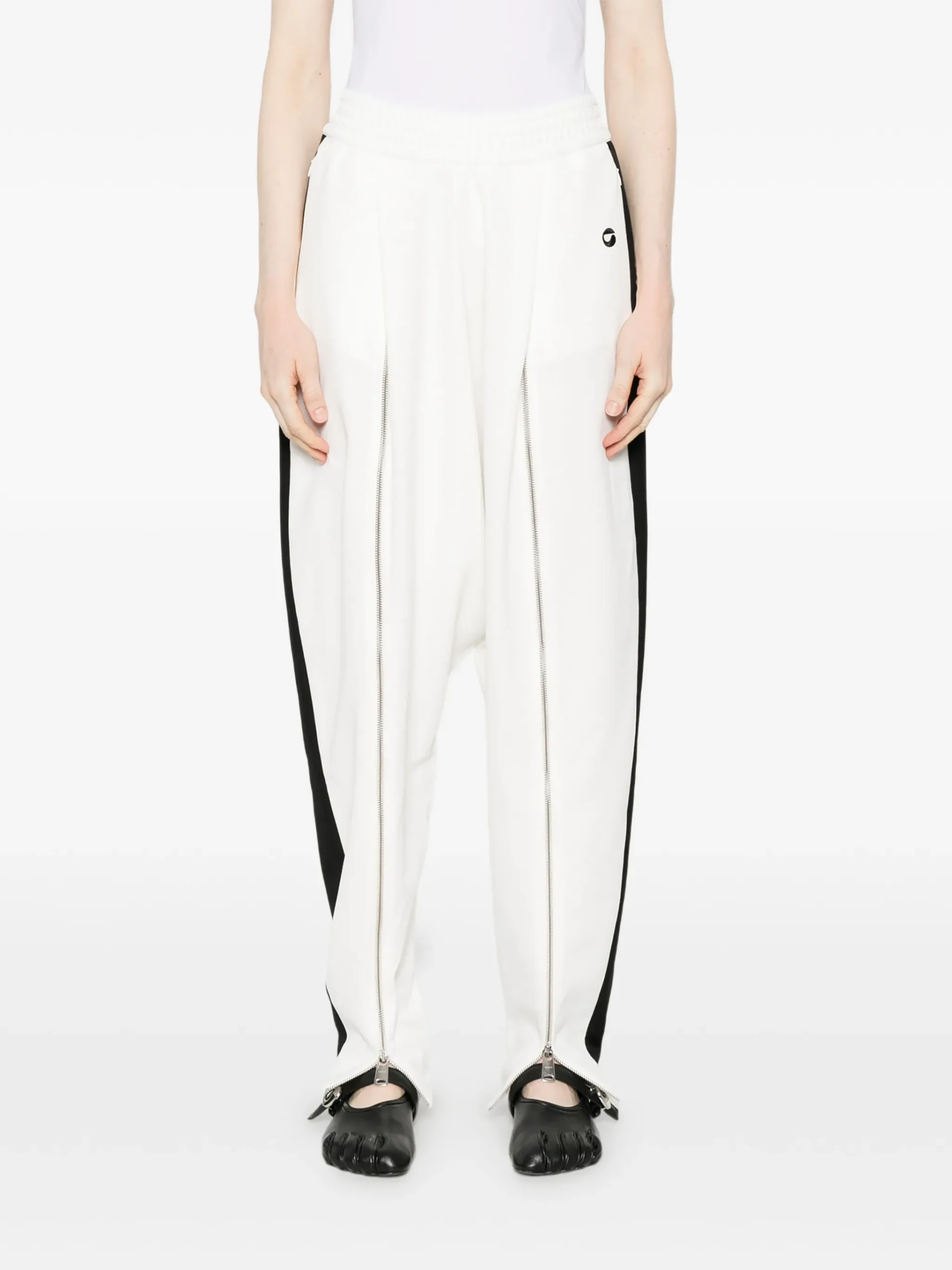 Pantaloni Coperni Zip-Embellished Stripe alb - imagine 4