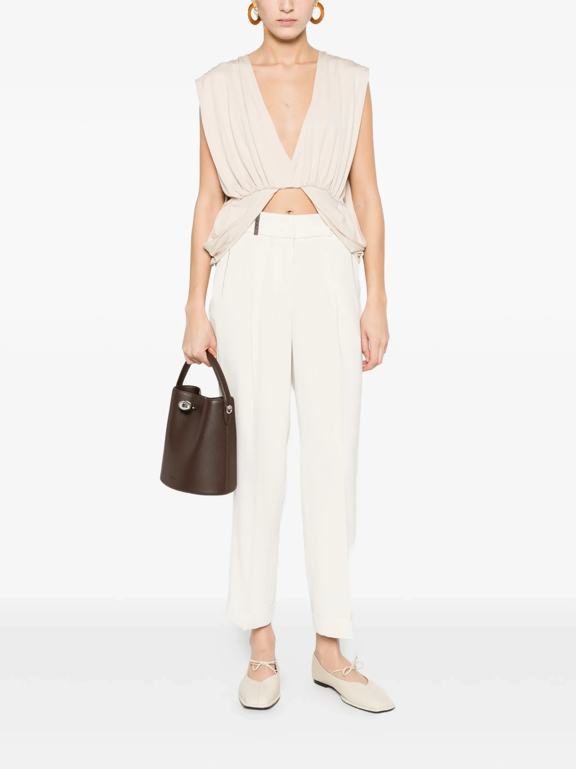 Pantaloni Peserico Pin-Stripe Pleat bej - imagine 4
