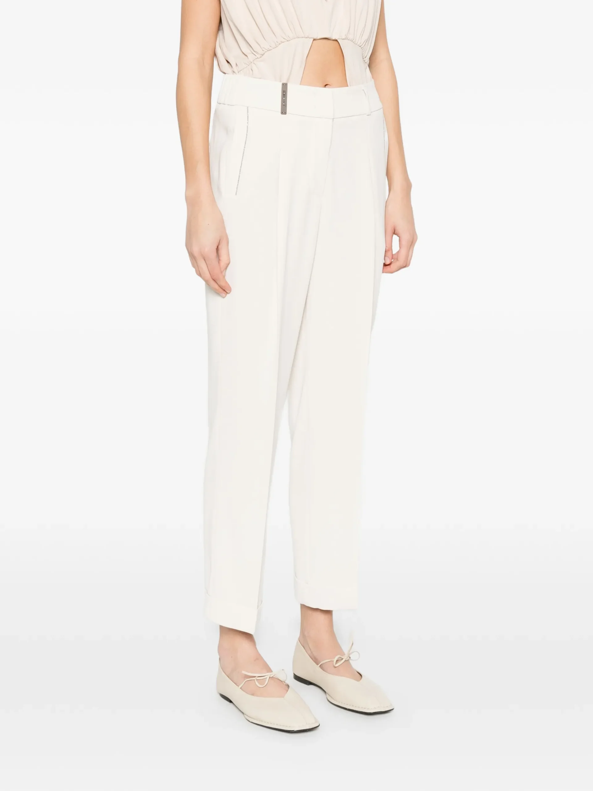Pantaloni Peserico Pin-Stripe Pleat bej - imagine 3