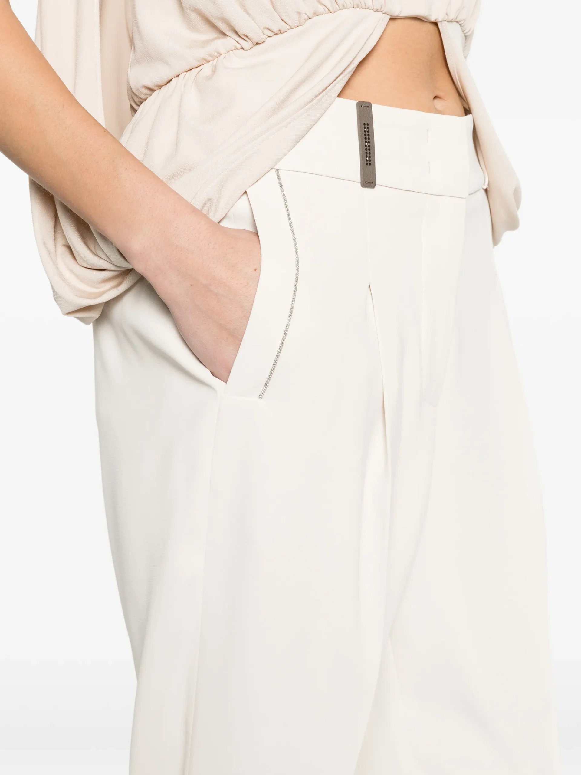 Pantaloni Peserico Pin-Stripe Pleat bej - imagine 5
