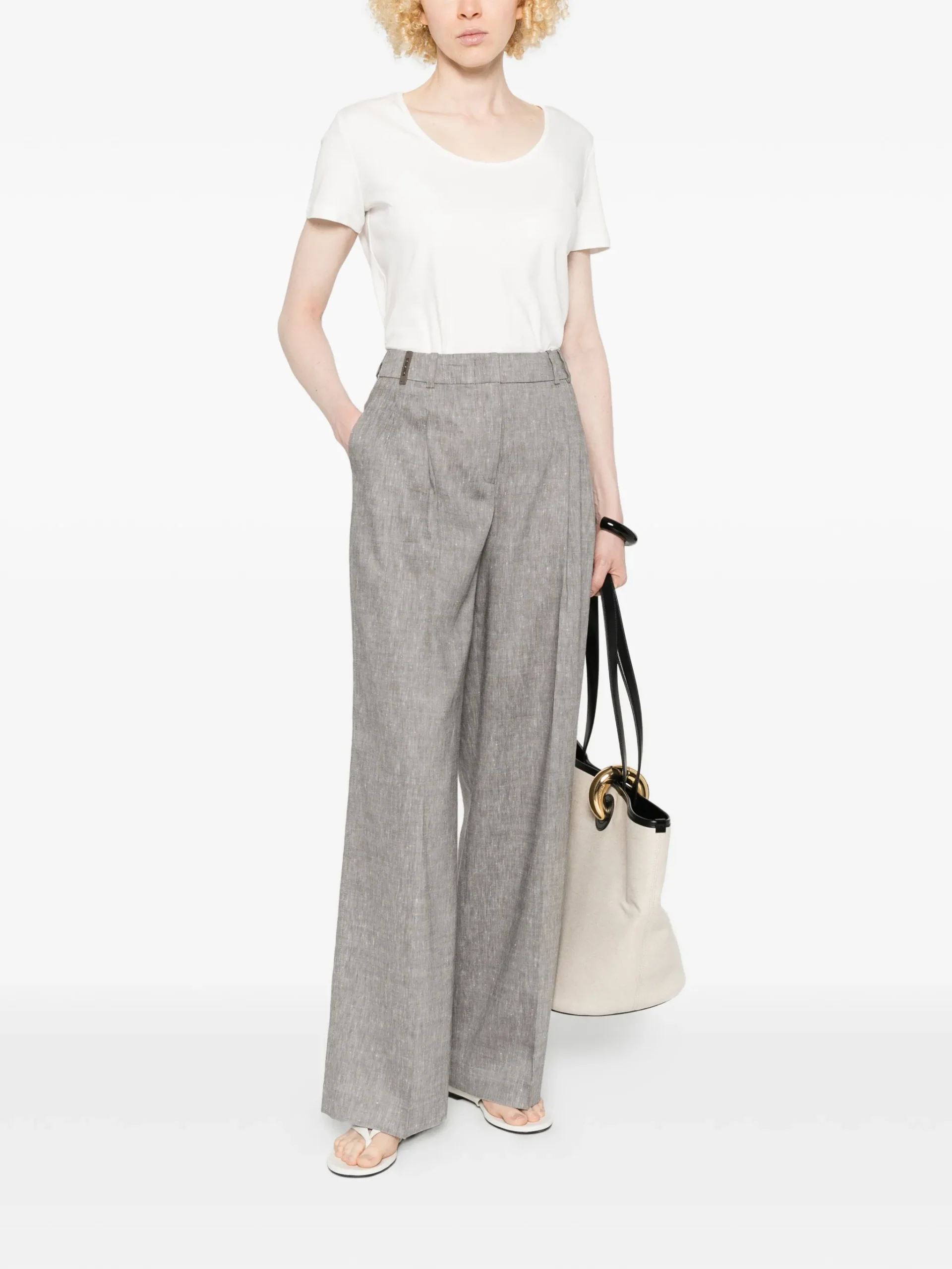 Pantaloni Peserico Pleated gri - imagine 4