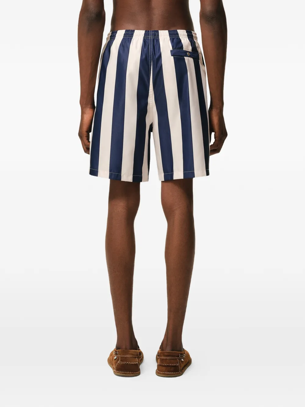 Pantaloni scurti AMI Paris Striped Patch Swim alb - imagine 2