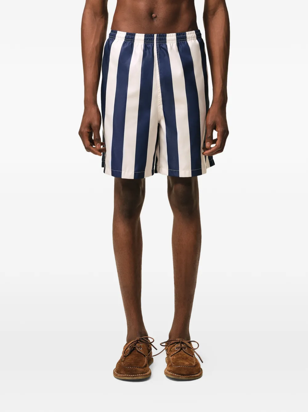 Pantaloni scurti AMI Paris Striped Patch Swim alb - imagine 3