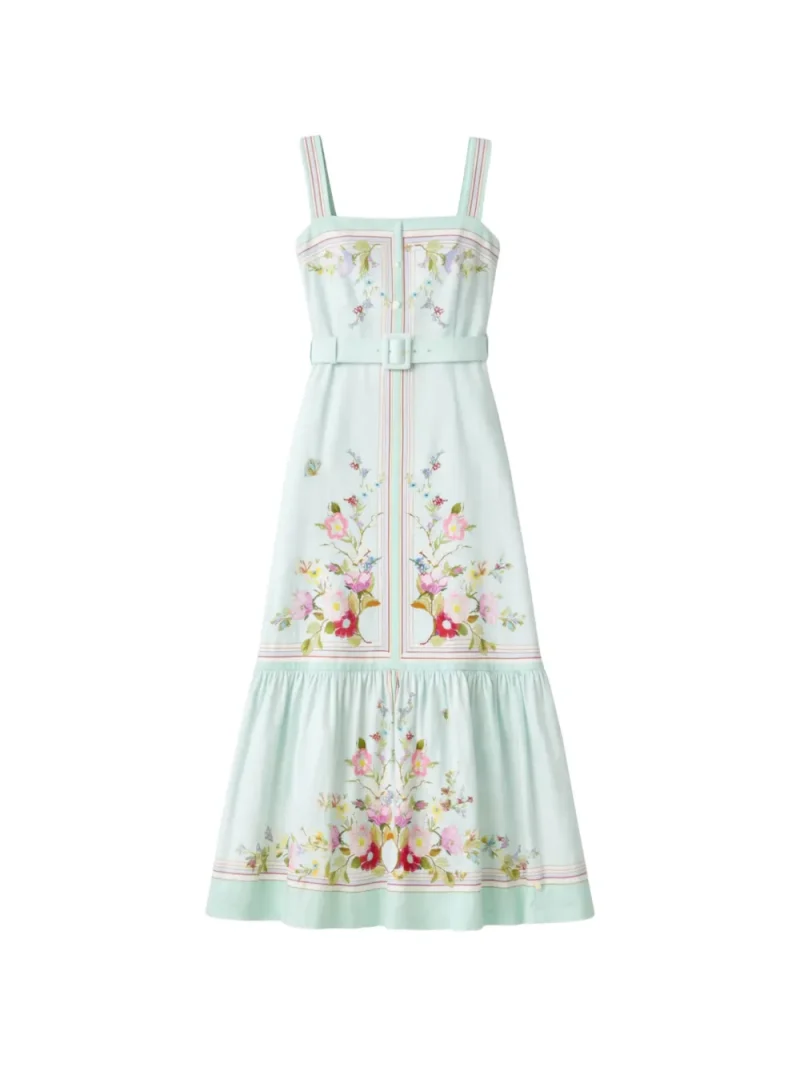 Rochie maxi Self-Portrait Belted verde