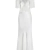 Rochie maxi Self-Portrait Buttoned alb