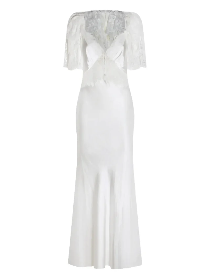 Rochie maxi Self-Portrait Buttoned alb