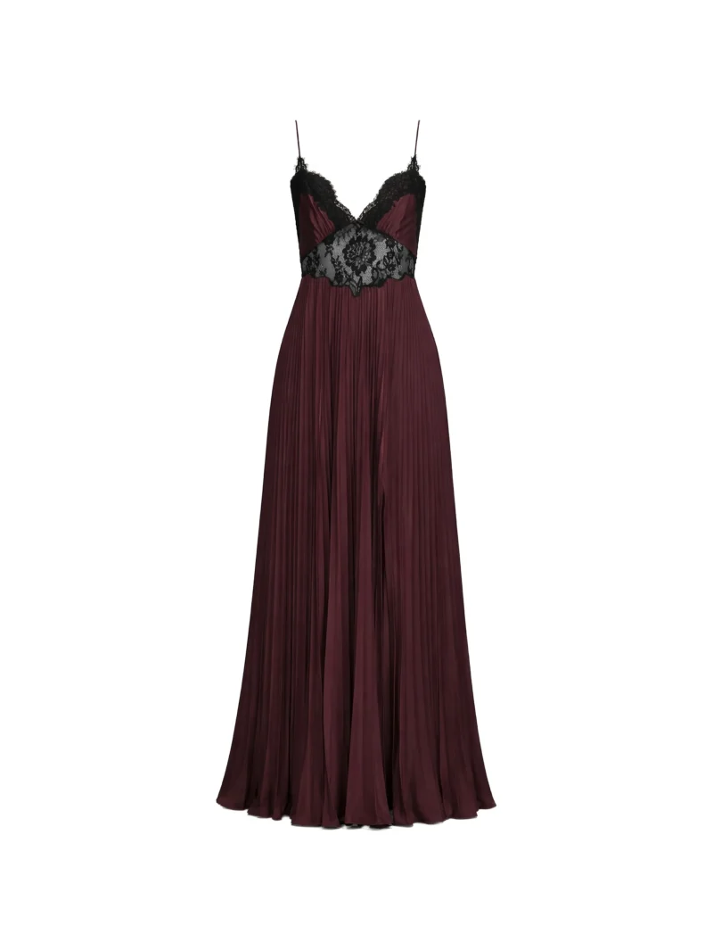 Rochie maxi Self-Portrait Lace Insert maro