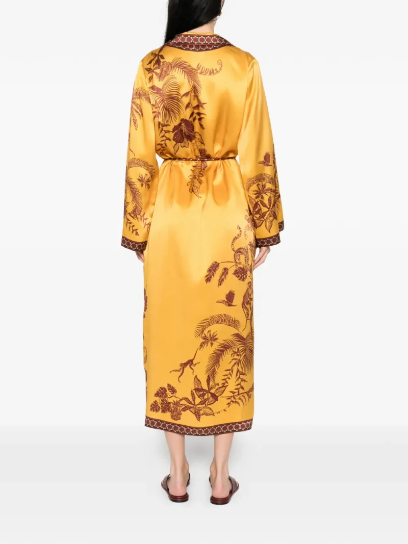 Alternative view of Rochie midi ALEMAIS Floral-Print Belted galben