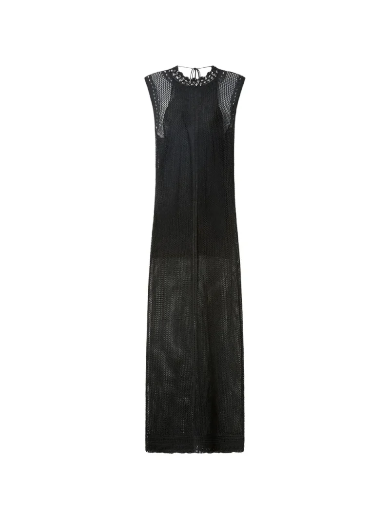 Rochie midi Isabel Marant Metaya Crochet Beaded negru