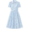 Rochie midi Self-Portrait Belted Floral-Lace albastru