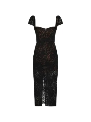 Alternative view of Rochie midi Self-Portrait Lace Button negru