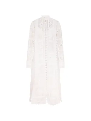 Rochie midi Zimmermann Aster Embroidered alb