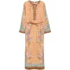 Rochie midi Zimmermann Indra Lace-up Floral-Print maro