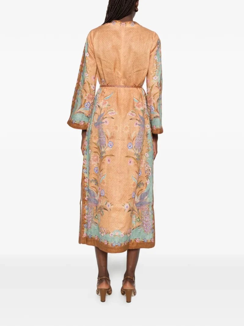 Alternative view of Rochie midi Zimmermann Indra Lace-up Floral-Print maro