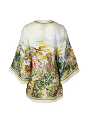 Alternative view of Rochie mini ALEMAIS Jungle Boogie V-neck Printed multicolor