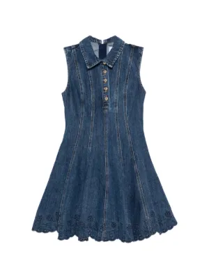 Rochie mini Self-Portrait Collared A-line albastru