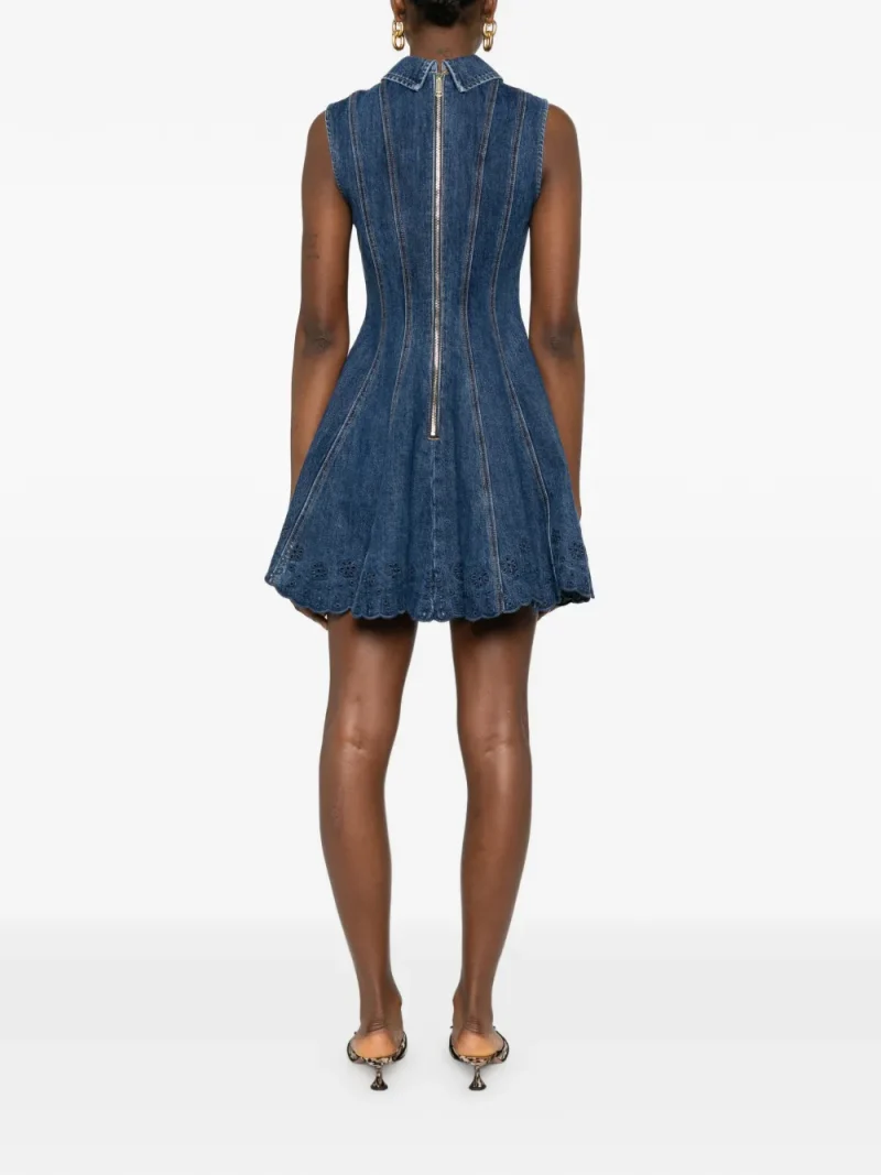 Alternative view of Rochie mini Self-Portrait Collared A-line albastru