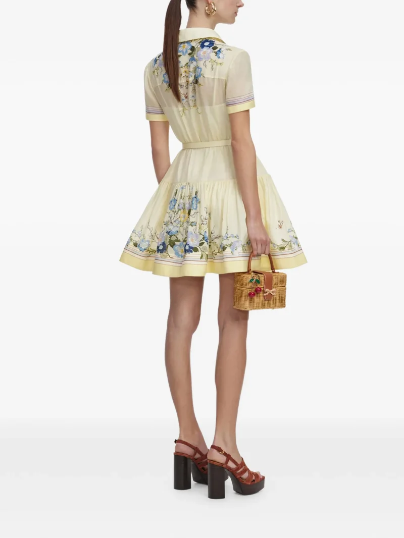 Alternative view of Rochie mini Self-Portrait Floral-Print Belted galben