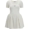 Rochie mini Self-Portrait Pointelle-Knit Flared alb
