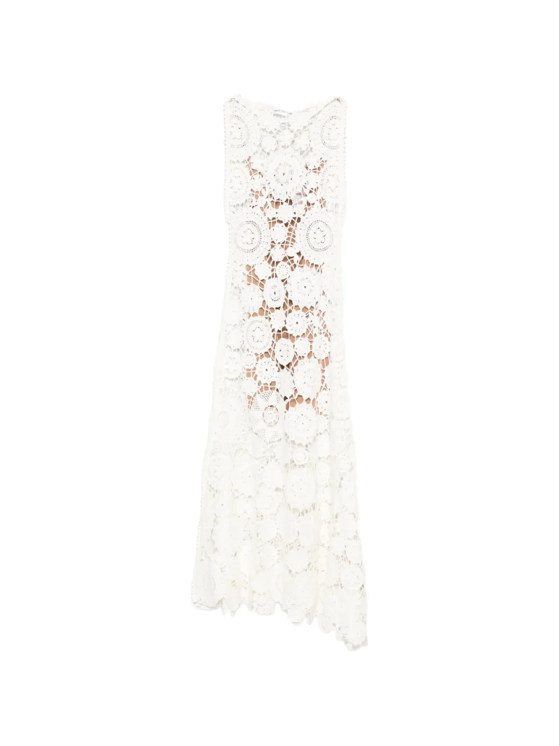 Rochie Self-Portrait floral-motif crochet-knit alb