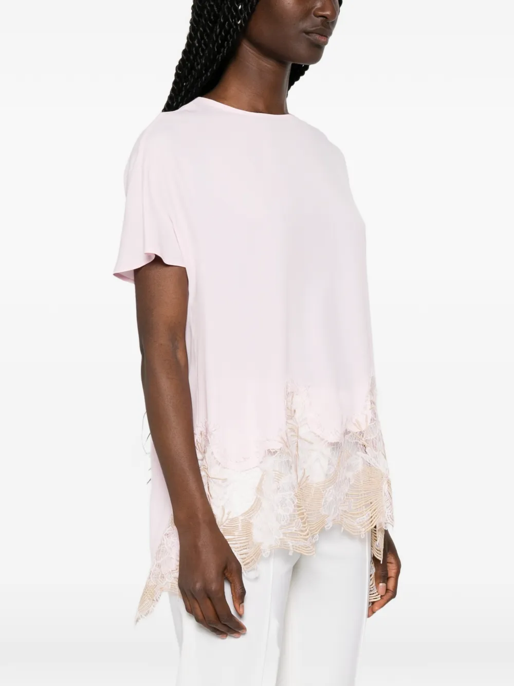 Top Fabiana Filippi Lace-Trim roz - imagine 3