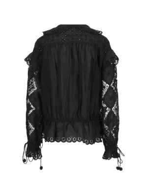 Alternative view of Top Isabel Marant Broderie-Anglaise Ruffled negru
