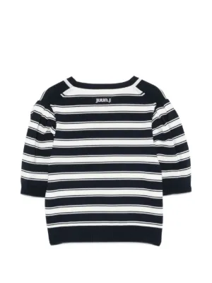 Alternative view of Top Juun.J Horizontal-Stripe Puff-Sleeve bleumarin