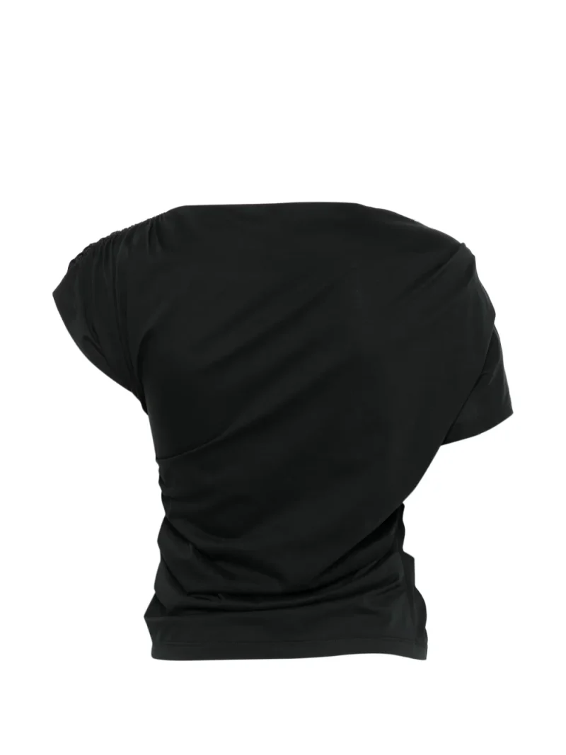 Alternative view of Top Juun.J Ruched Boat-Neck negru